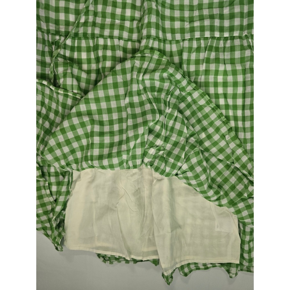 Draper James RSVP Green Gingham Tiered Midi Dress Cotton Ruffle Strap Size M - Picture 9 of 16